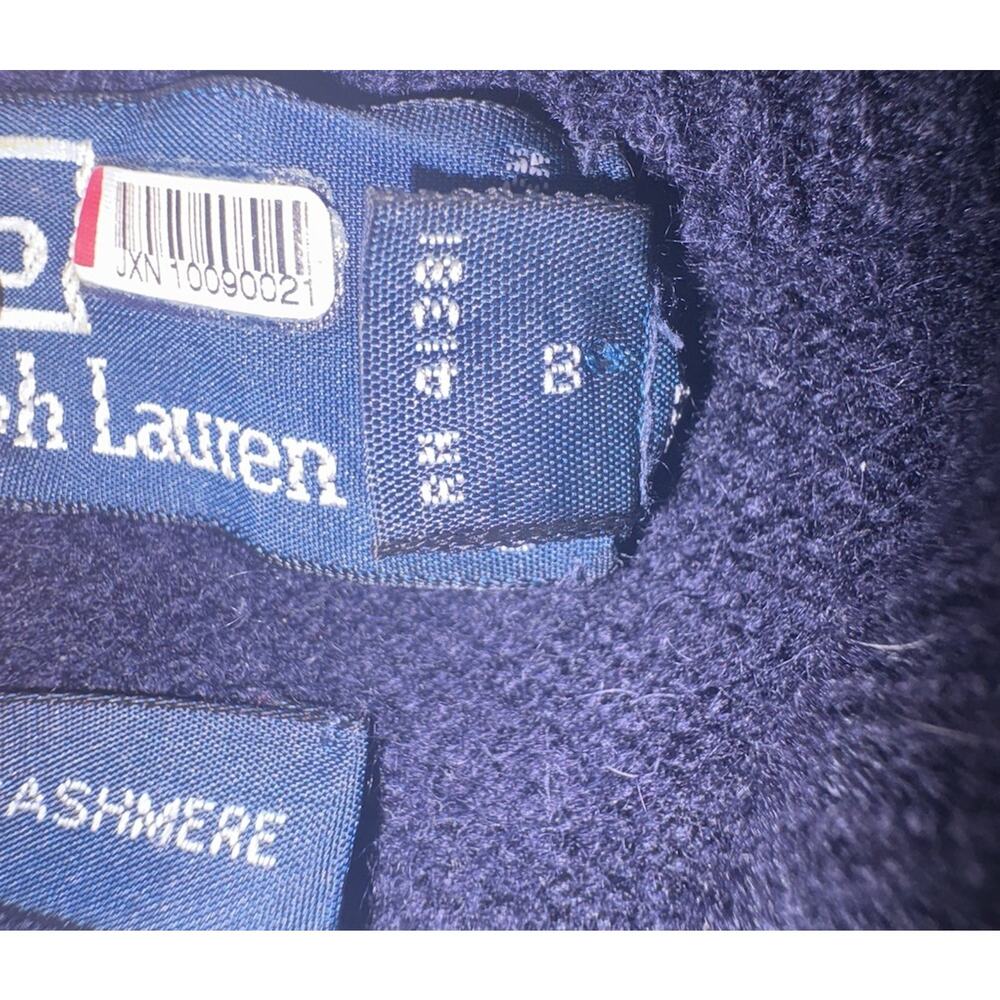 Vtg Polo Ralph Lauren 100% Cashmere Quarter Zip Sweater Navy Blue Men’s Large L - Picture 8 of 11